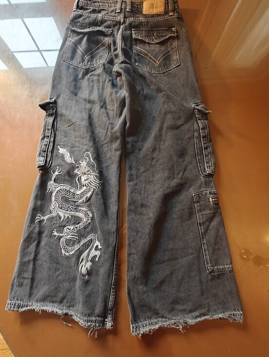 BDG Denim - BDG 26/32 CARGO Jeans Wide Leg DRAGON black Stonewash EUC URBAN OUTFITTERS
